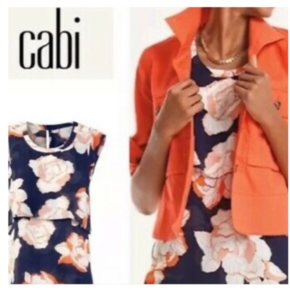CAbi navy floral top